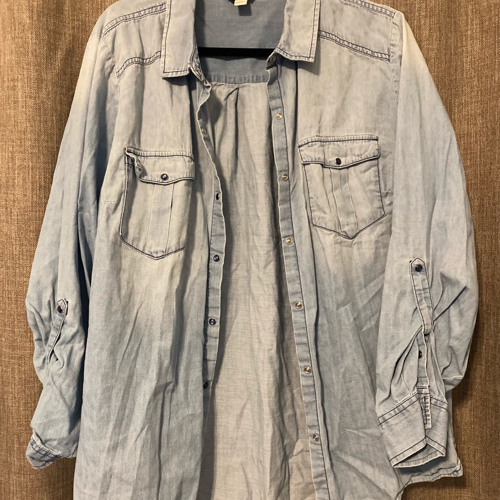 Light denim button up shirt